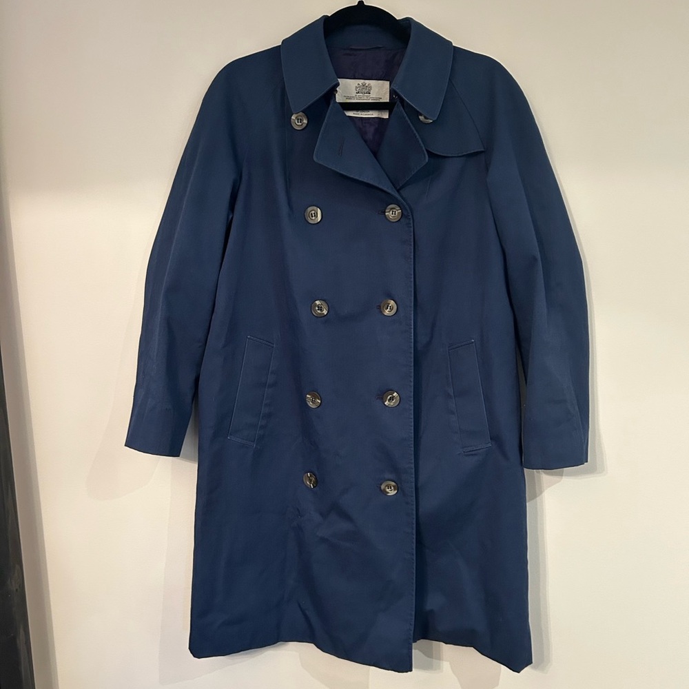 Aquascutum London Navy Double-Breasted Trench Coat